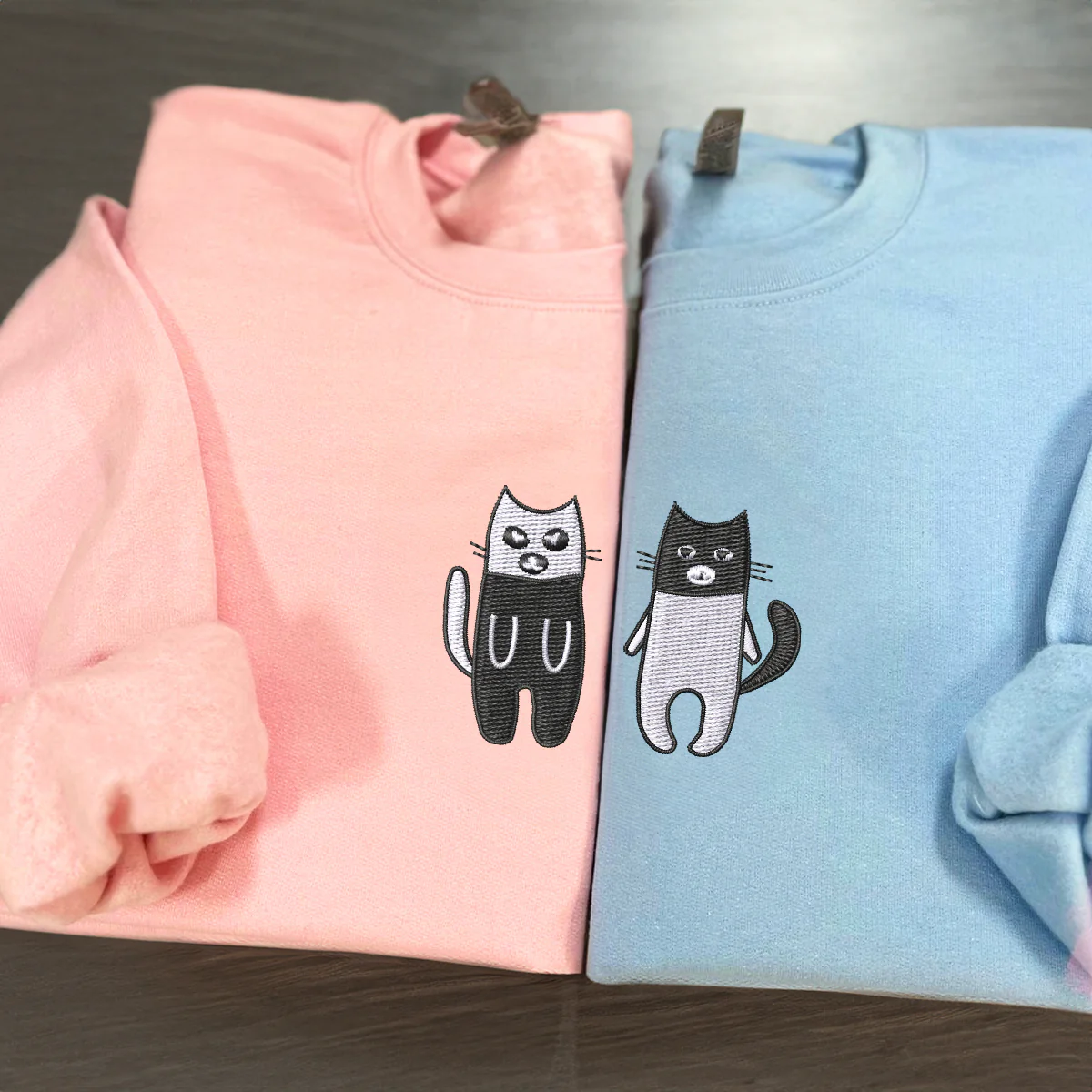 Custom Embroidered Robber Bandit Cats Matching Hoodies for Couples - Image 3
