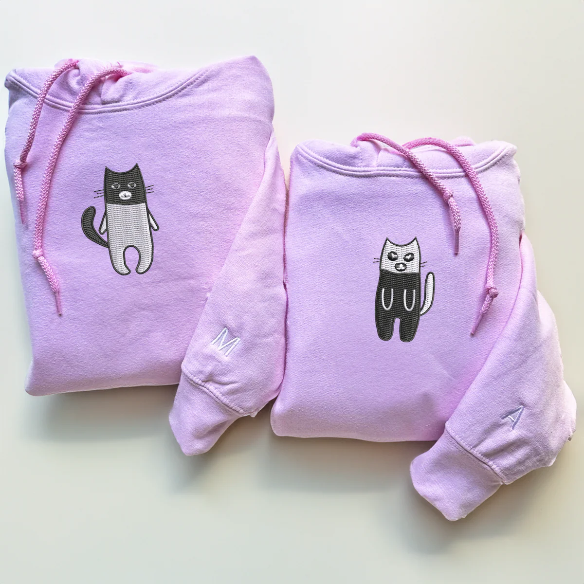 Custom Embroidered Robber Bandit Cats Matching Hoodies for Couples - Image 4
