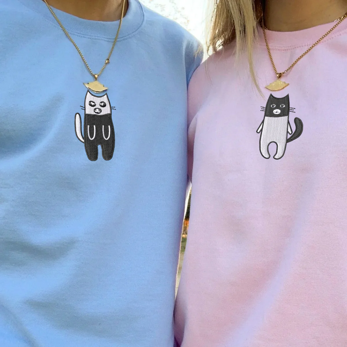 Custom Embroidered Robber Bandit Cats Matching Hoodies for Couples - Image 5