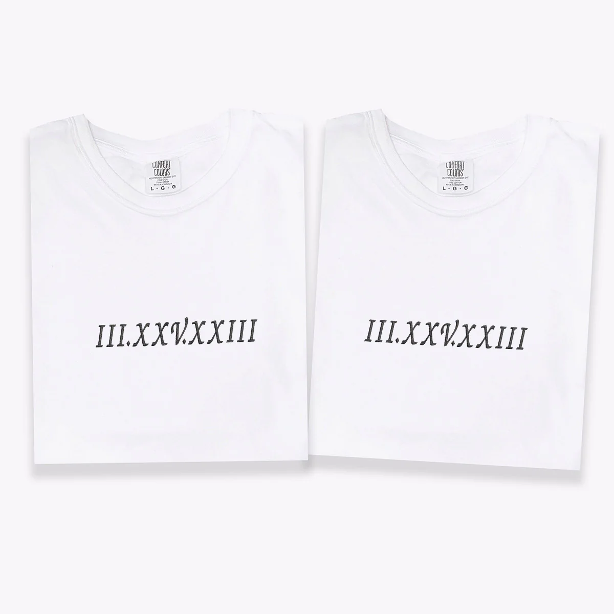 Custom Embroidered Roman Numeral T-shirts for Couples - Image 5