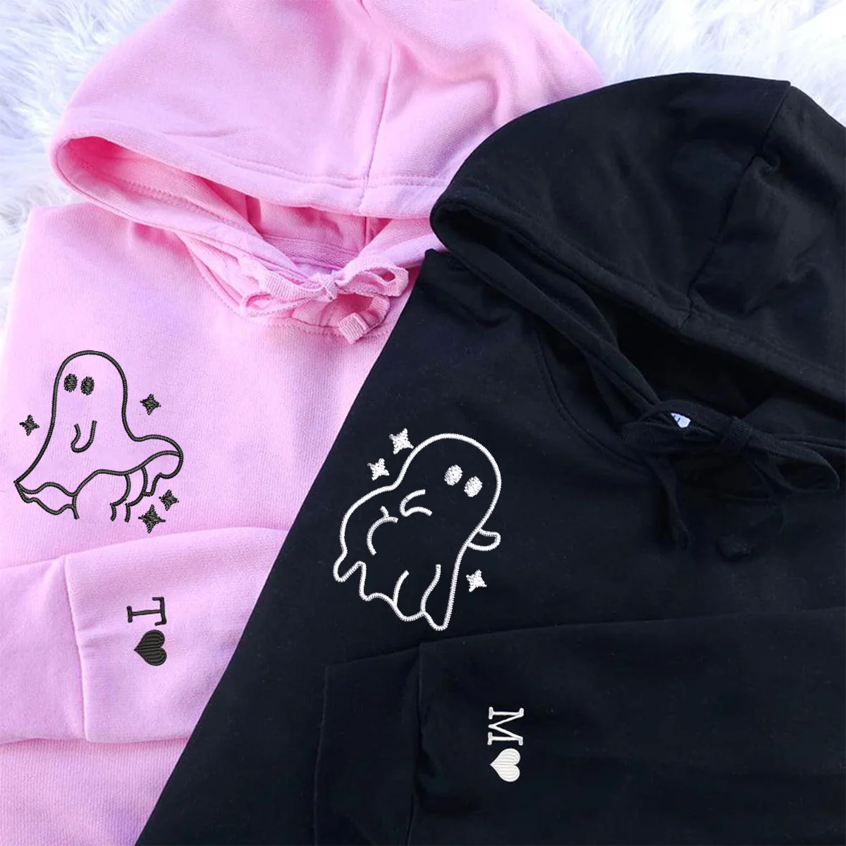 Custom Embroidered Sassy Ghost Matching Hoodies for Couples - Image 3