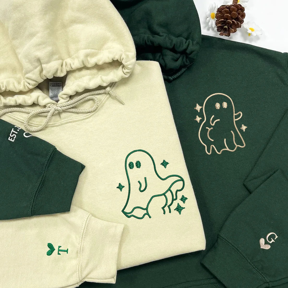Custom Embroidered Sassy Ghost Matching Hoodies for Couples - Image 5