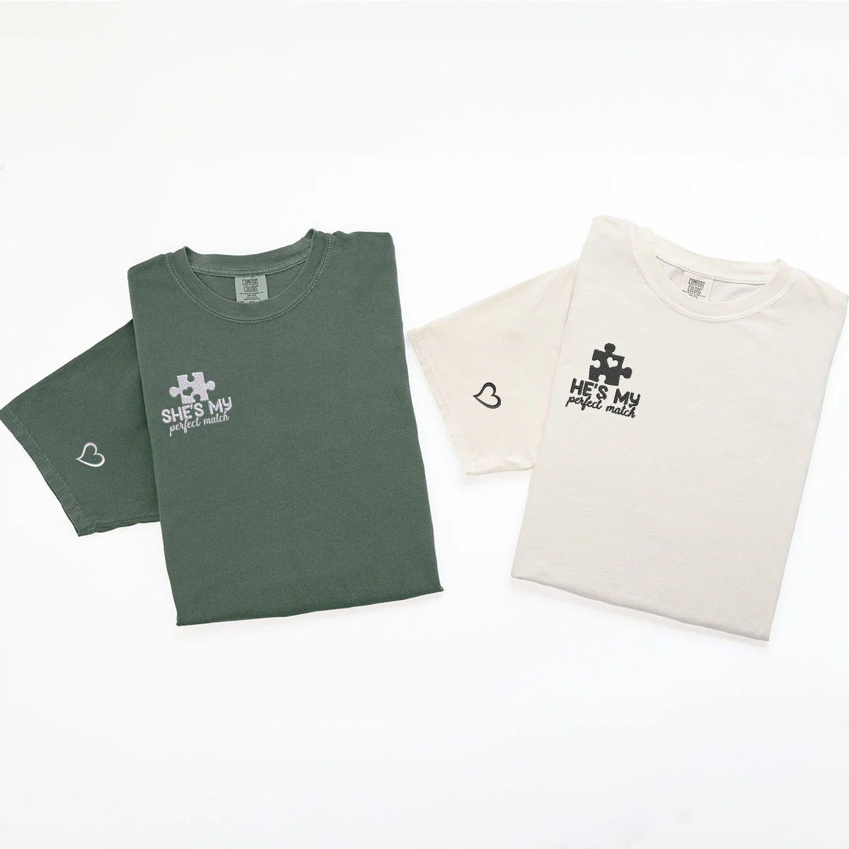 Custom Embroidered She's My Perfect Match Matching T-shirts for Couples - Image 5