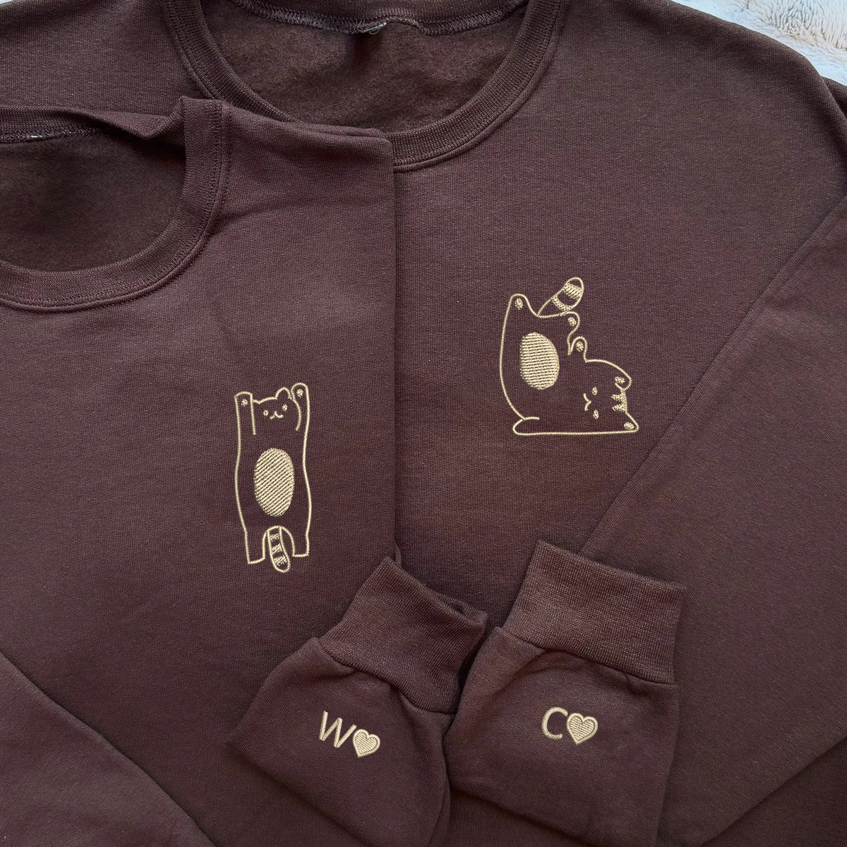 Custom Embroidered Silly Cat Matching Hoodies for Couples - Image 5