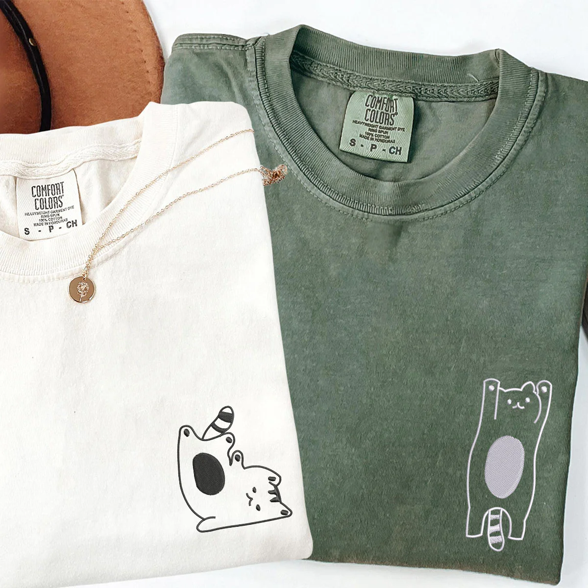 Custom Embroidered Silly Cat Matching T-shirts for Couples - Image 3