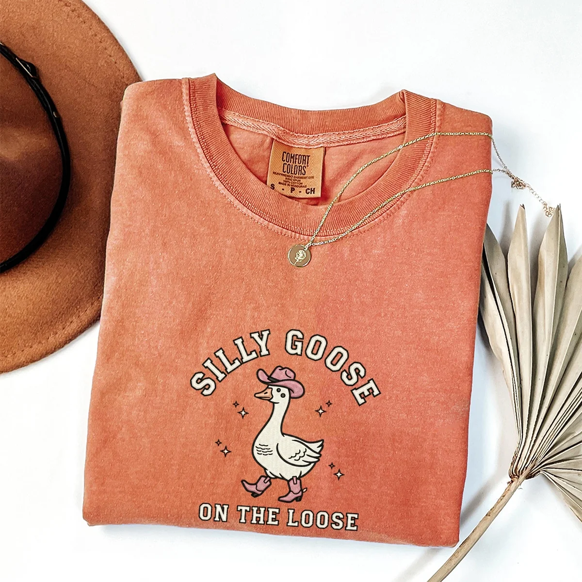 Custom Embroidered Silly Goose on The Loose T-Shirt | Funny Western Cowgirl Meme Tee – Cute Animal Shirt Gift - Image 2