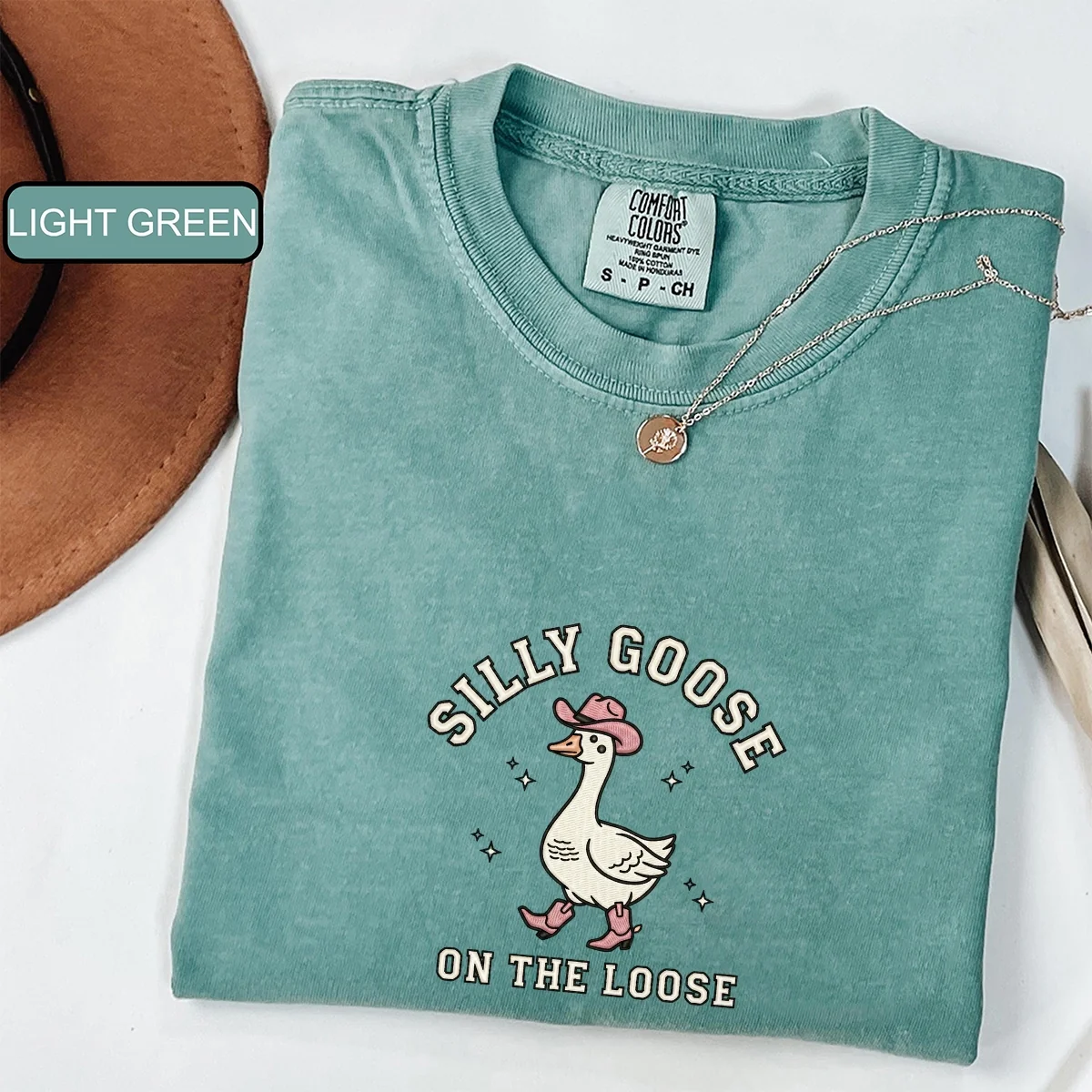 Custom Embroidered Silly Goose on The Loose T-Shirt | Funny Western Cowgirl Meme Tee – Cute Animal Shirt Gift - Image 3