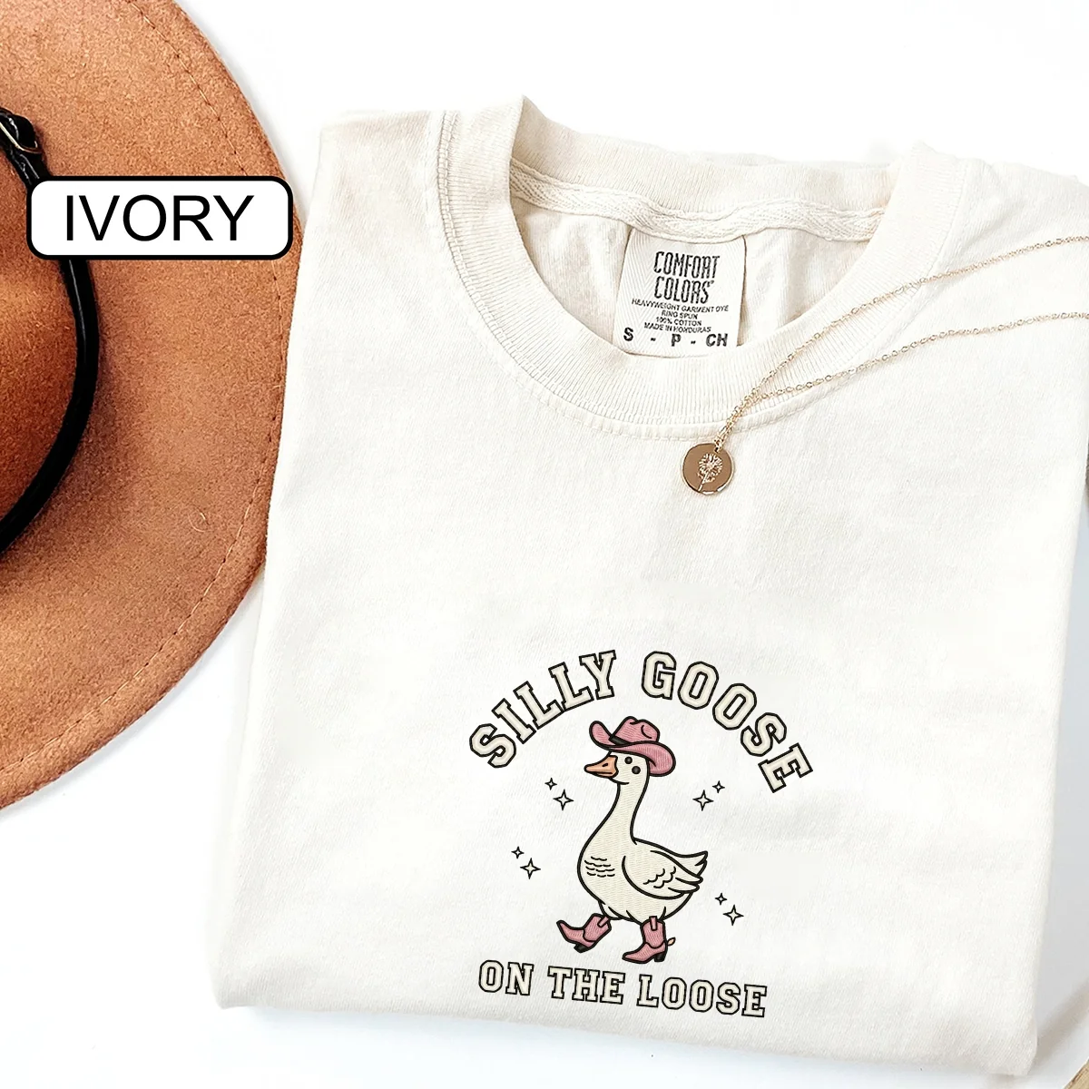 Custom Embroidered Silly Goose on The Loose T-Shirt | Funny Western Cowgirl Meme Tee – Cute Animal Shirt Gift - Image 5