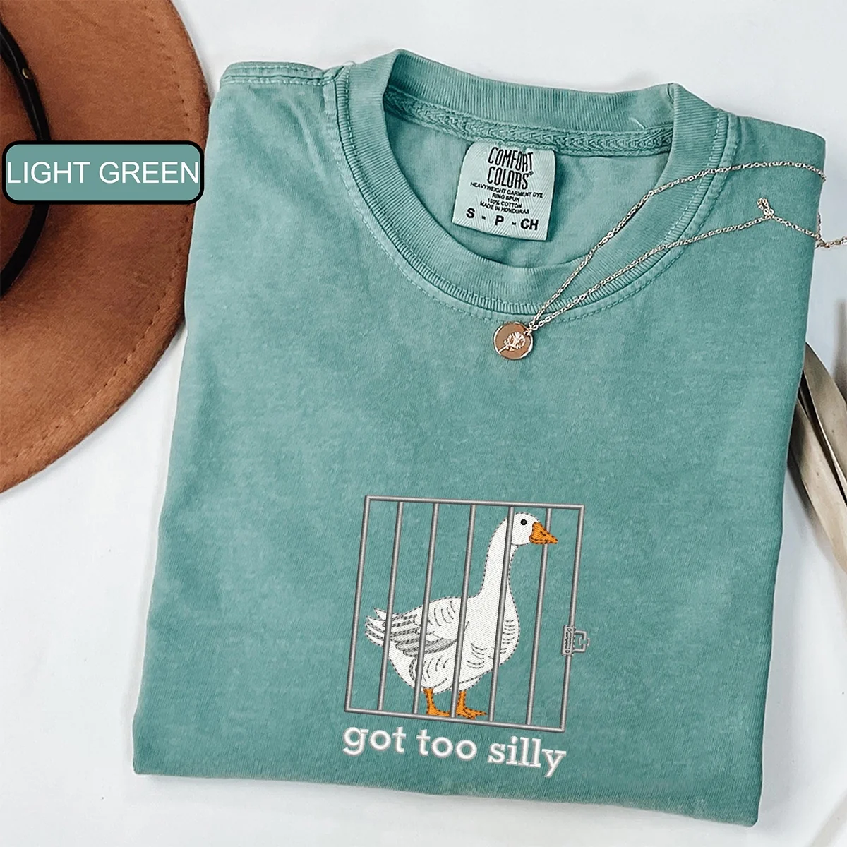 Custom Embroidered Silly Goose T-Shirt | Got Too Silly Meme Tee – Funny Cute Animal Shirt Gift - Image 3