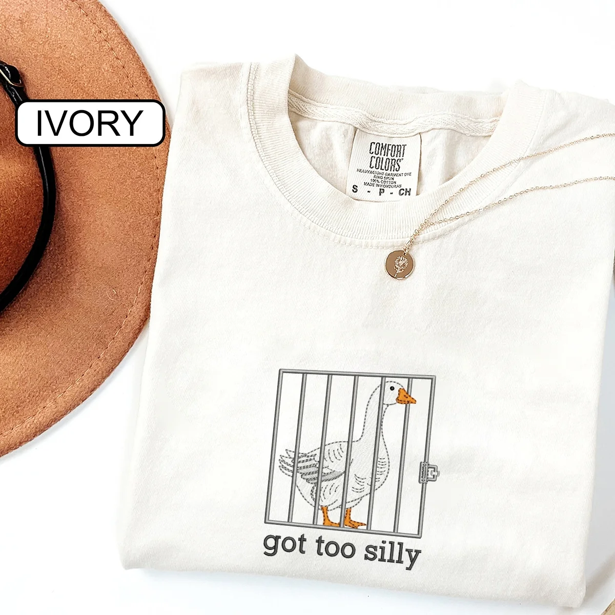 Custom Embroidered Silly Goose T-Shirt | Got Too Silly Meme Tee – Funny Cute Animal Shirt Gift - Image 5