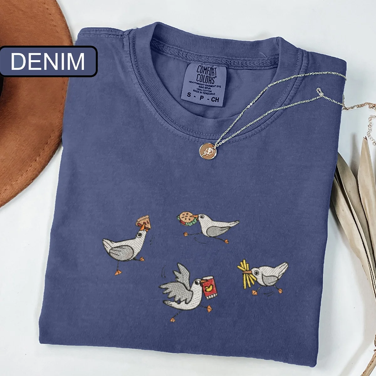 Custom Embroidered Silly Seagull T-Shirt โ Funny Coastal Nature Tee - Image 3