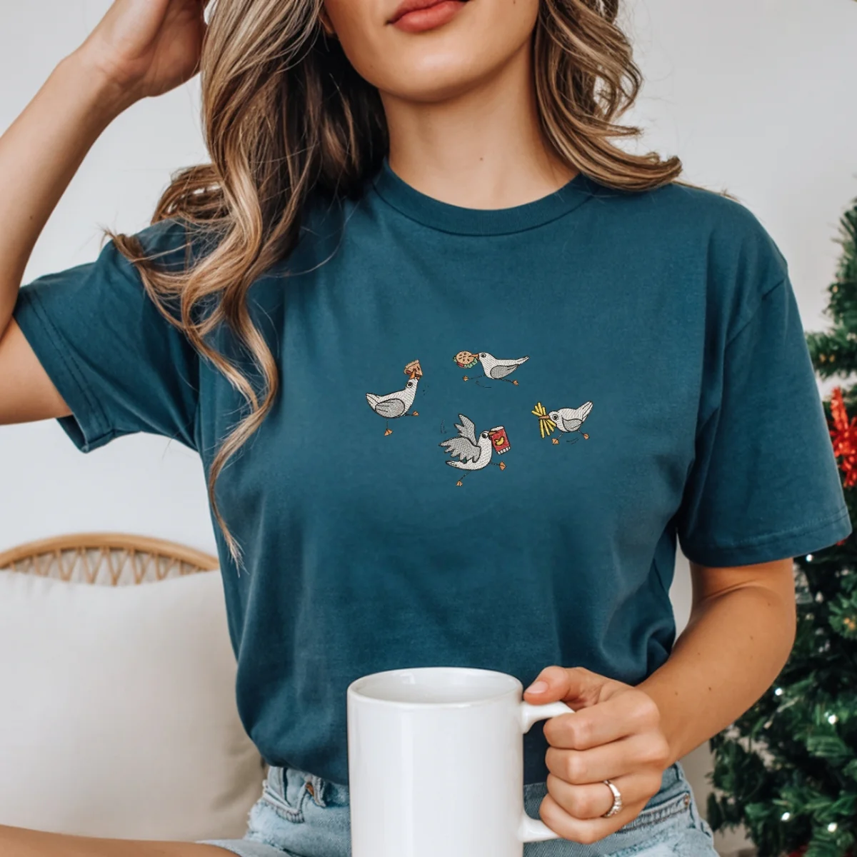 Custom Embroidered Silly Seagull T-Shirt โ Funny Coastal Nature Tee - Image 9