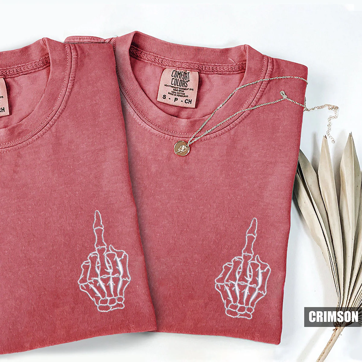 Custom Embroidered Skeleton Cute Hands Matching T-shirts for Couples