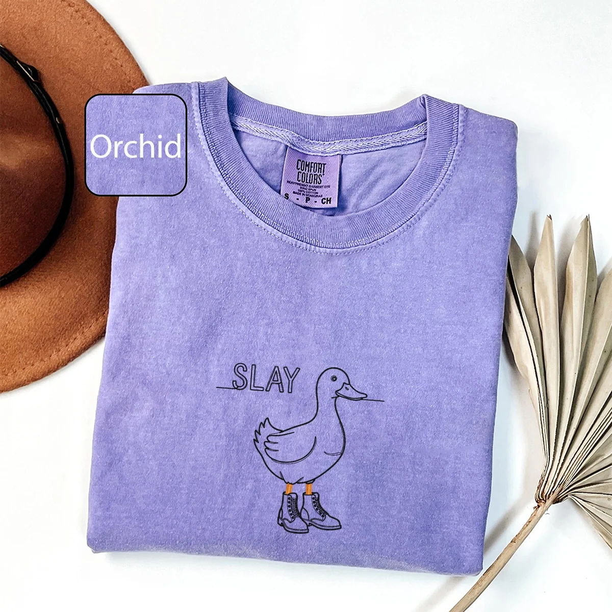 Custom Embroidered Slay Duck T-Shirt | Funny Duck Meme Tee – Cute Embroidered Gift for Her - Image 5