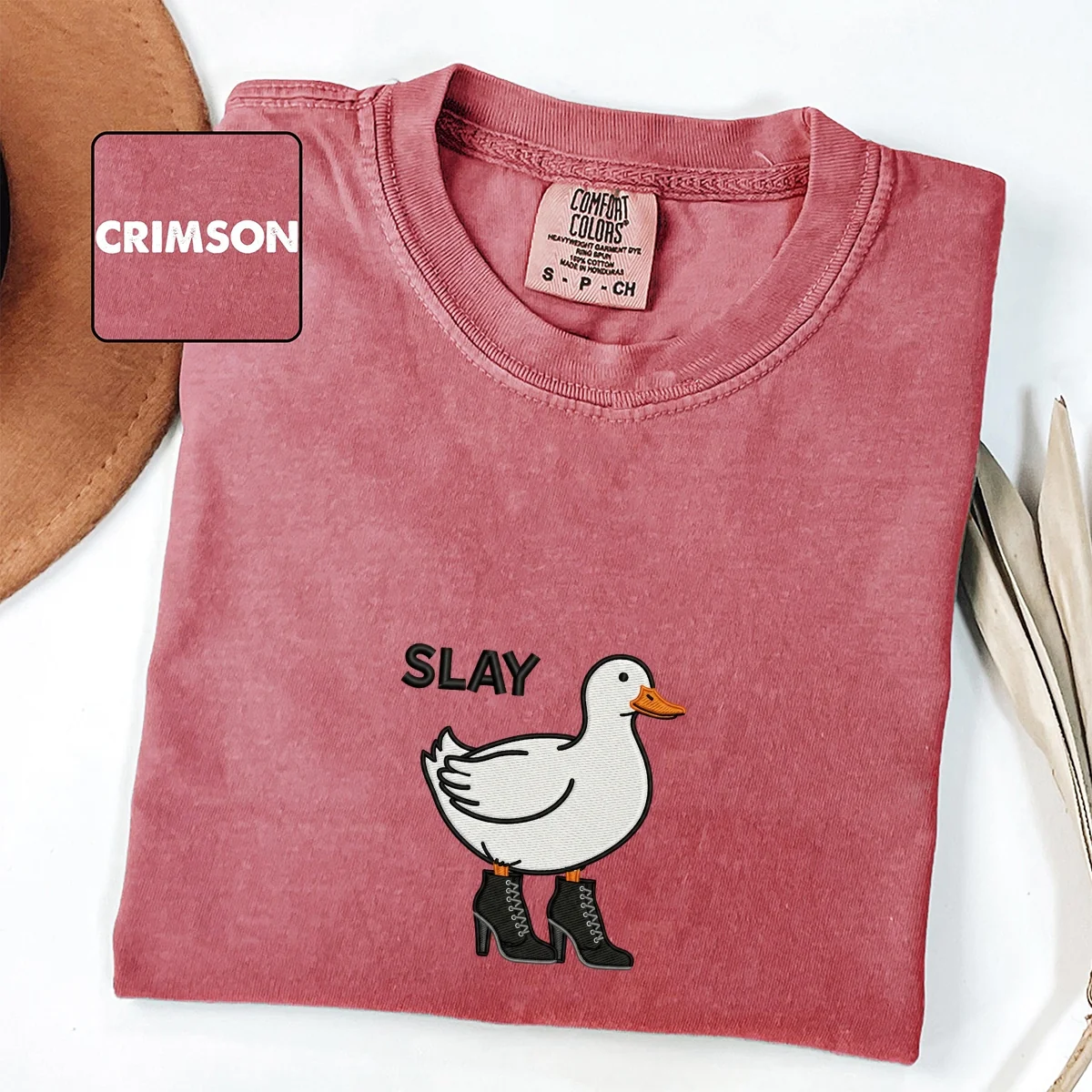 Custom Embroidered Slay Duck T-Shirt | Funny Meme Tee – Cute Duck Shirt Gift - Image 2