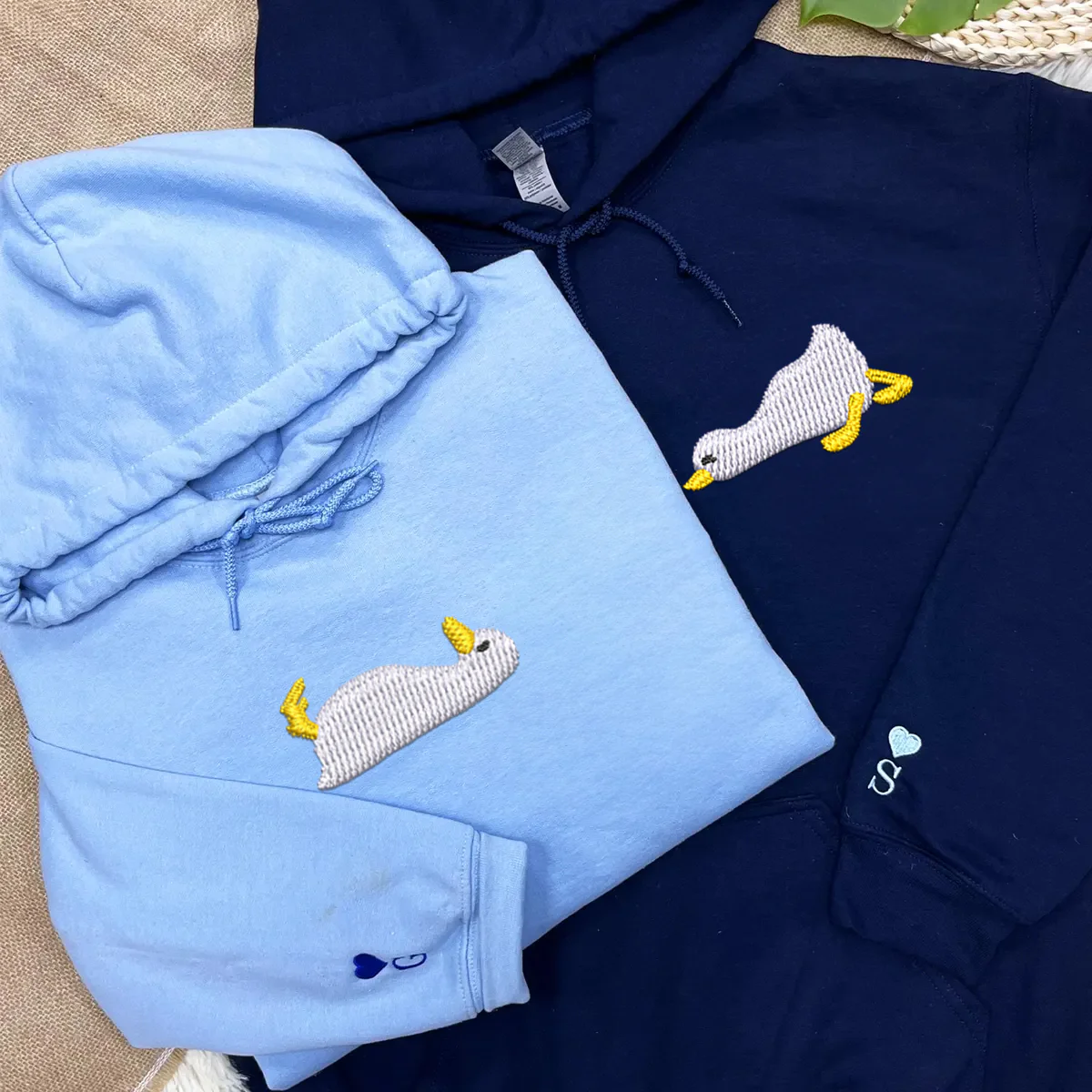 Custom Embroidered Sleepy Goose Matching Hoodies for Couples - Image 2