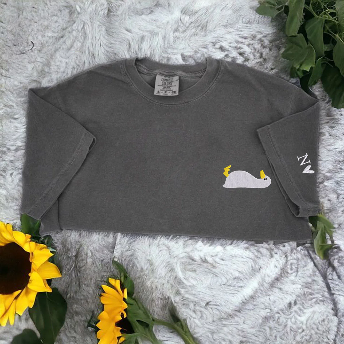 Custom Embroidered Sleepy Goose Matching T-shirts for Couples - Image 5
