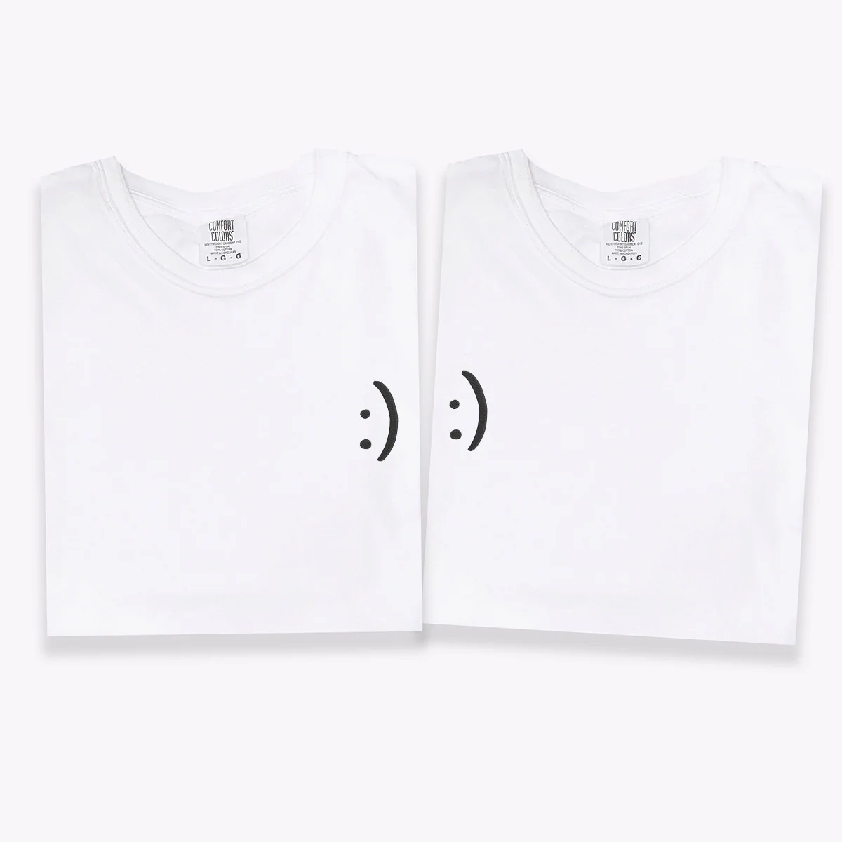 Custom Embroidered Smile Face Matching T-shirts for Couples - Image 4