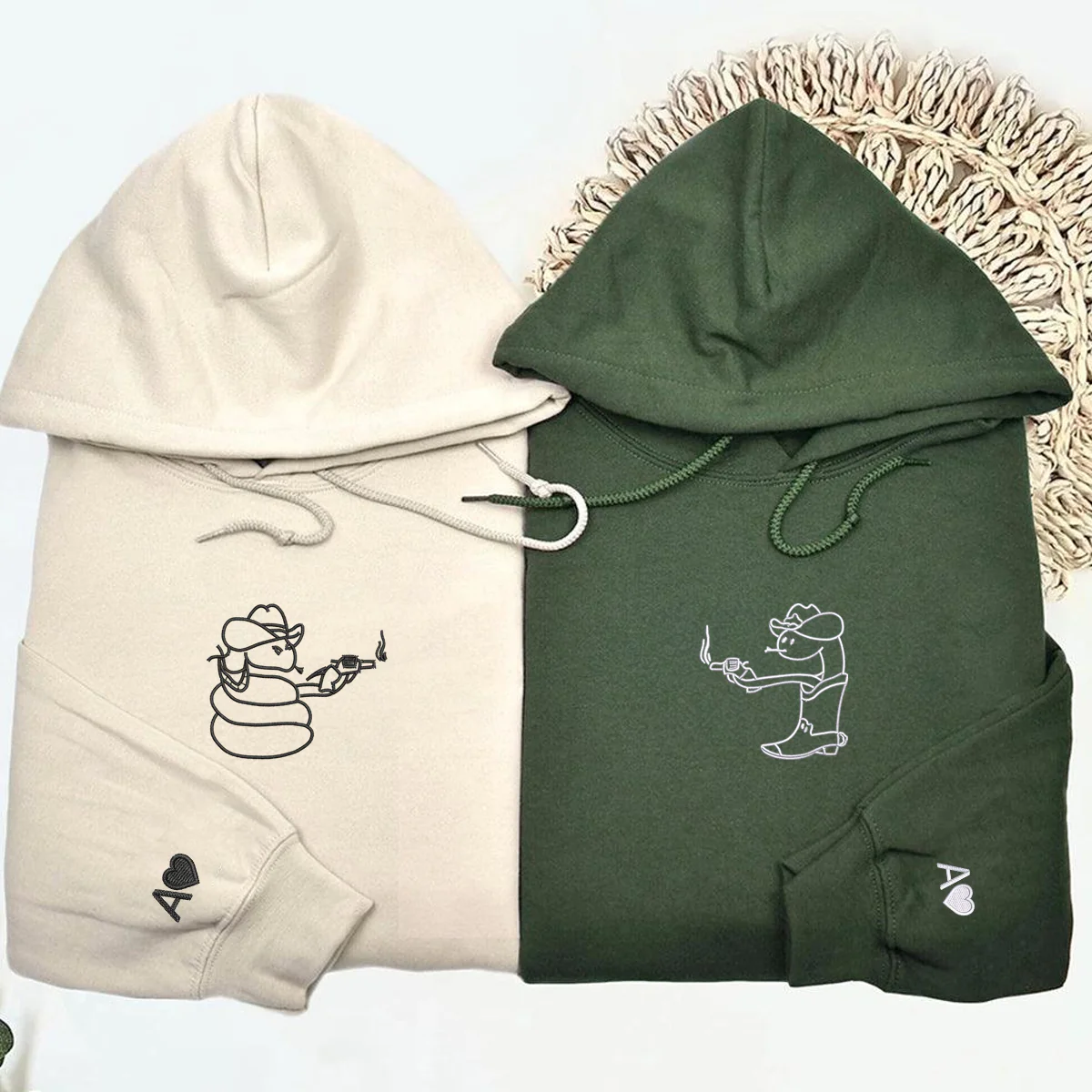 Custom Embroidered Snake Sheriff's Matching Hoodies for Couples - Image 2