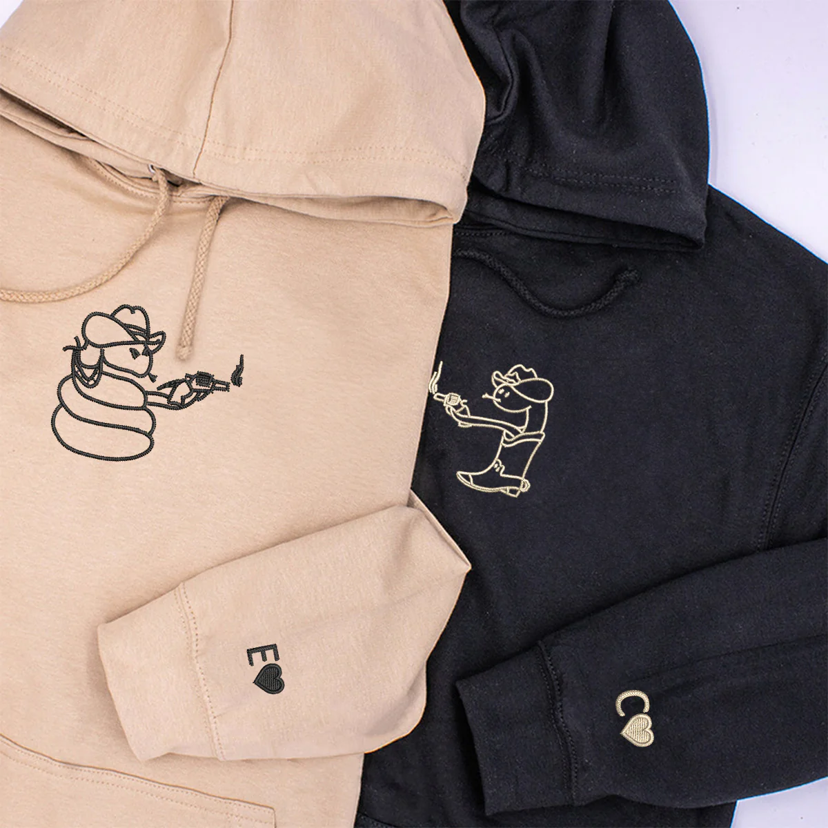 Custom Embroidered Snake Sheriff's Matching Hoodies for Couples - Image 3