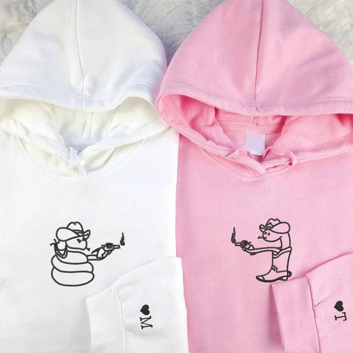 Custom Embroidered Snake Sheriff's Matching Hoodies for Couples - Image 4