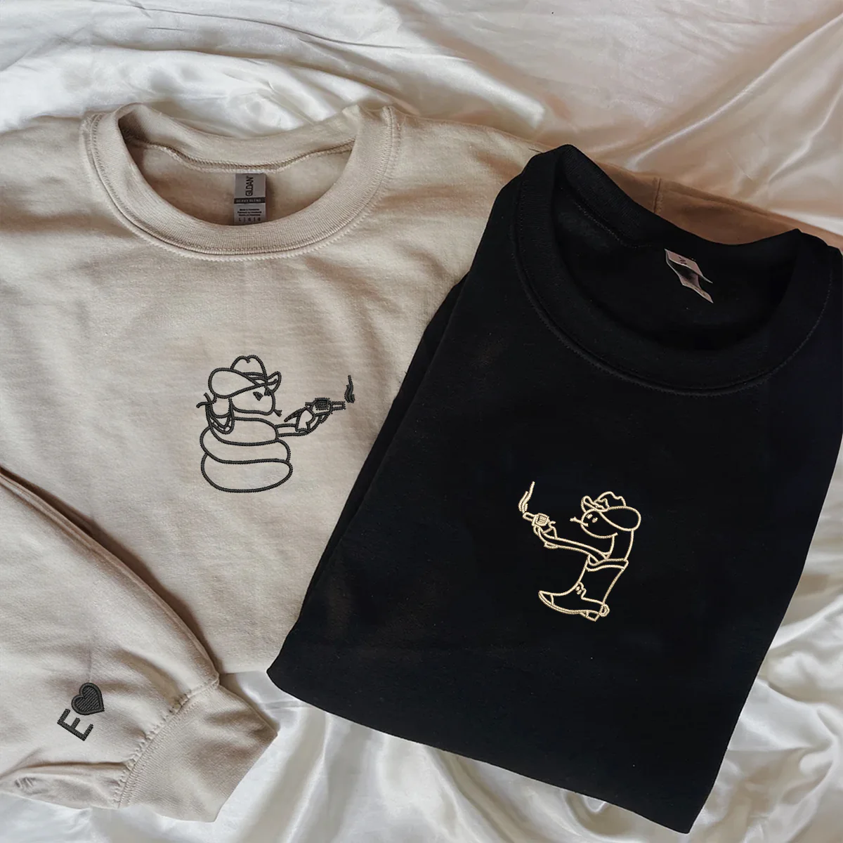 Custom Embroidered Snake Sheriff's Matching Hoodies for Couples - Image 5