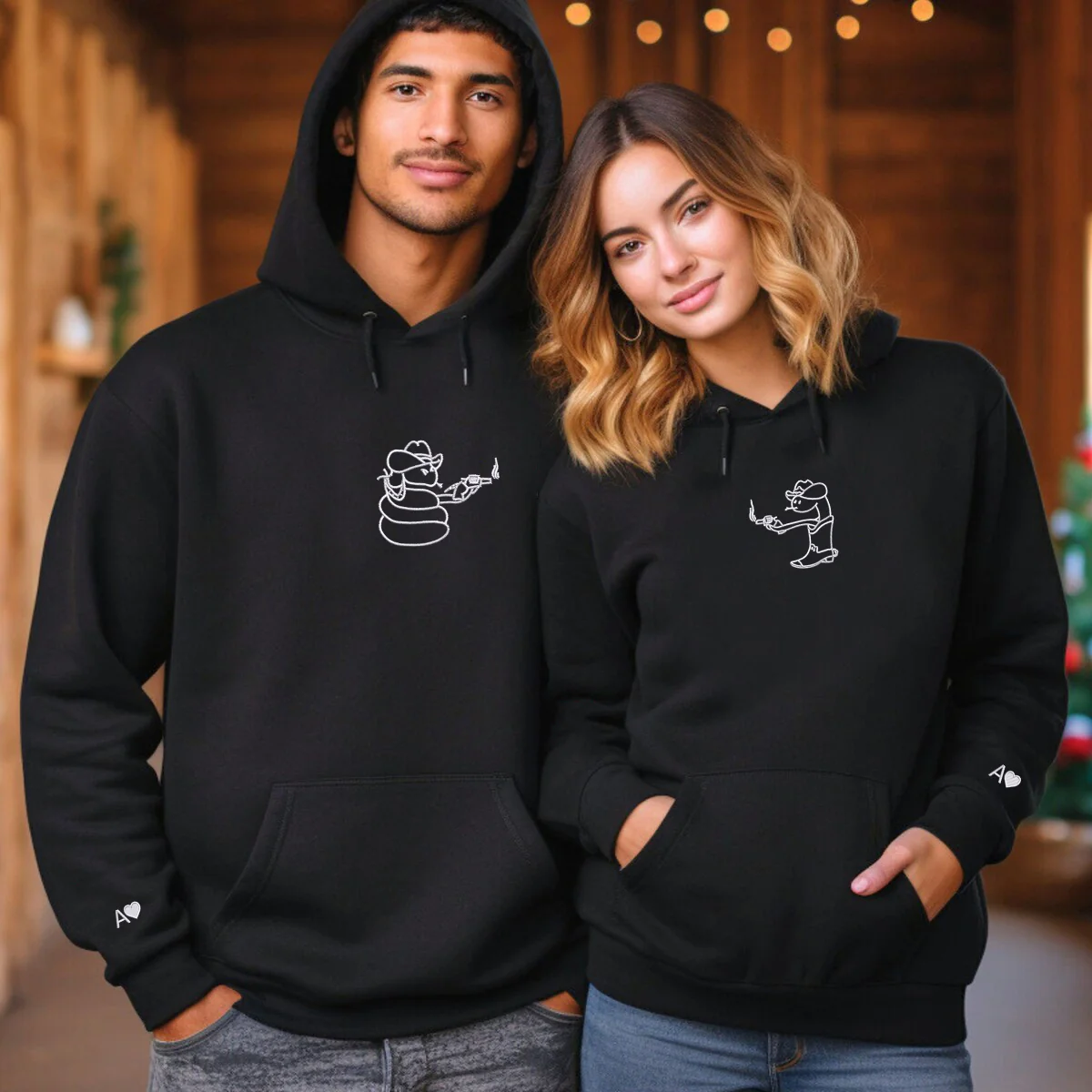 Custom Embroidered Snake Sheriff's Matching Hoodies for Couples - Image 6