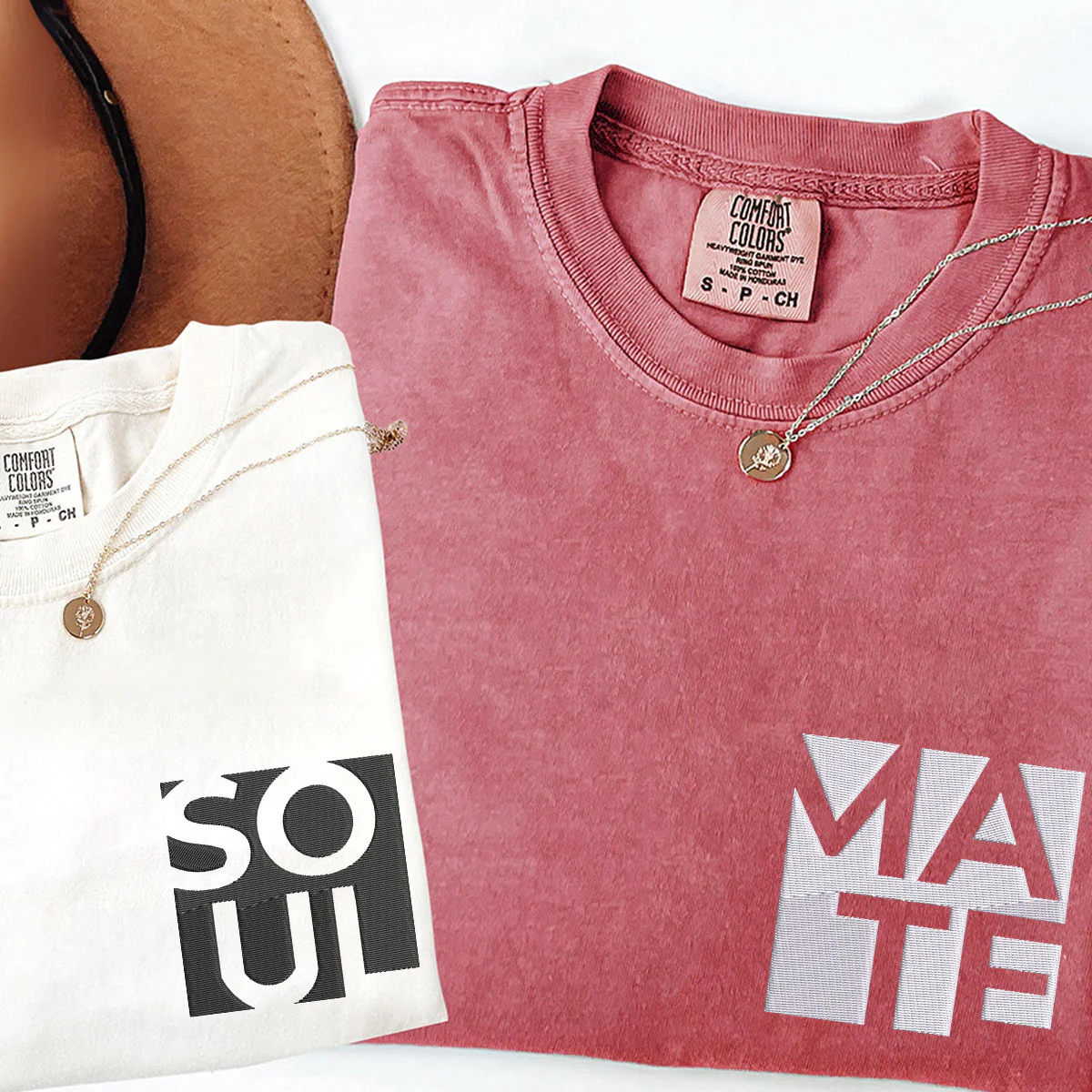 Custom Embroidered Soul Mate Matching T-shirts for Couples - Image 2