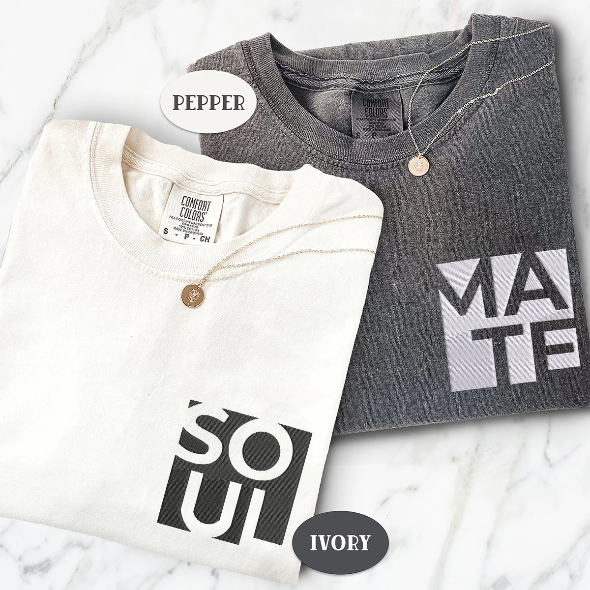 Custom Embroidered Soul Mate Matching T-shirts for Couples - Image 3