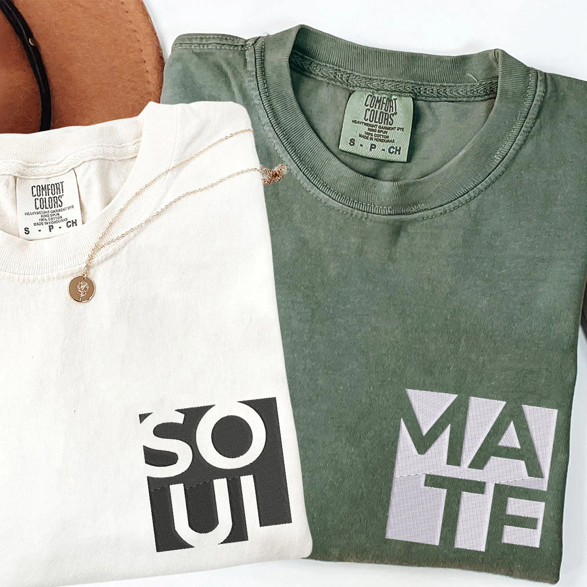 Custom Embroidered Soul Mate Matching T-shirts for Couples - Image 4
