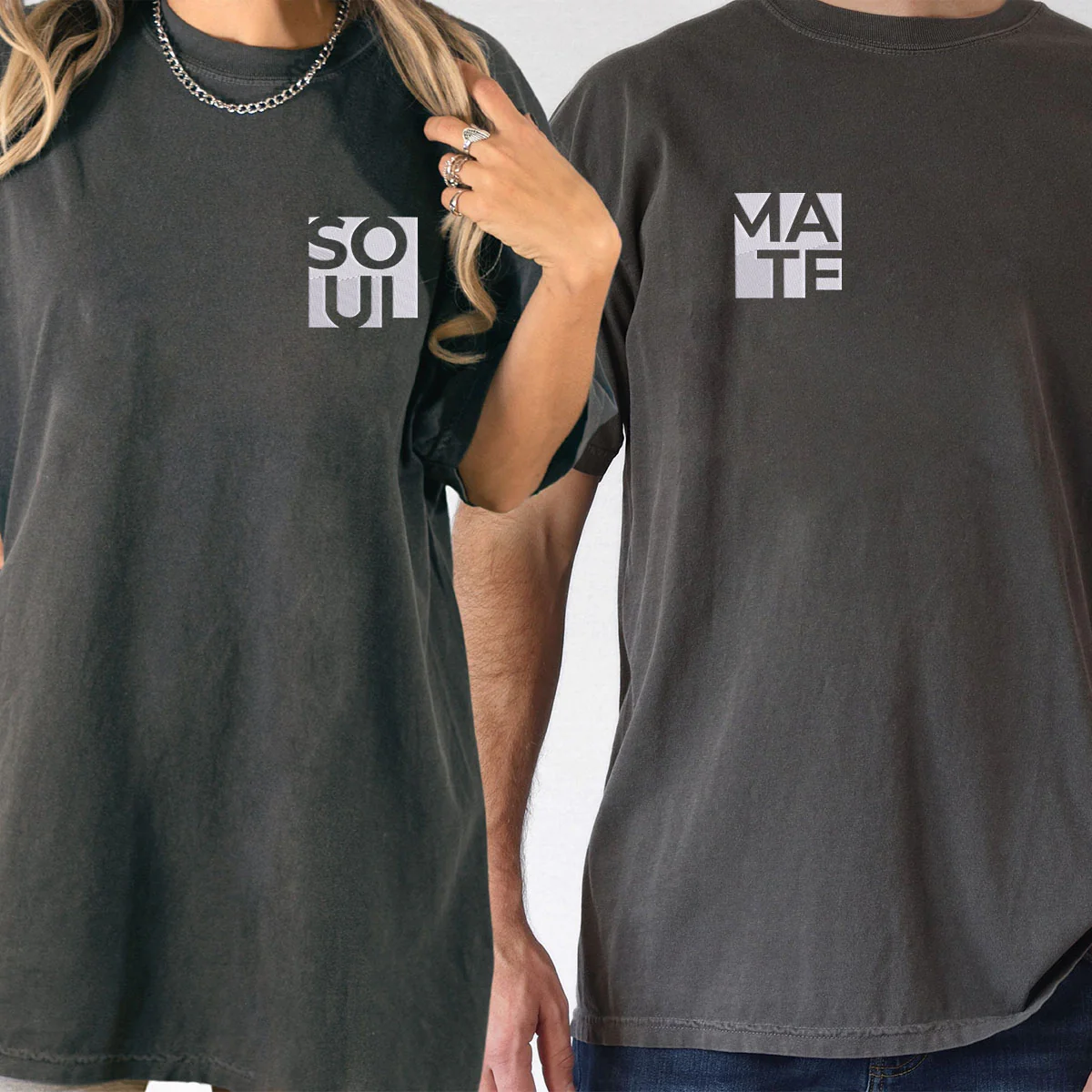Custom Embroidered Soul Mate Matching T-shirts for Couples - Image 6