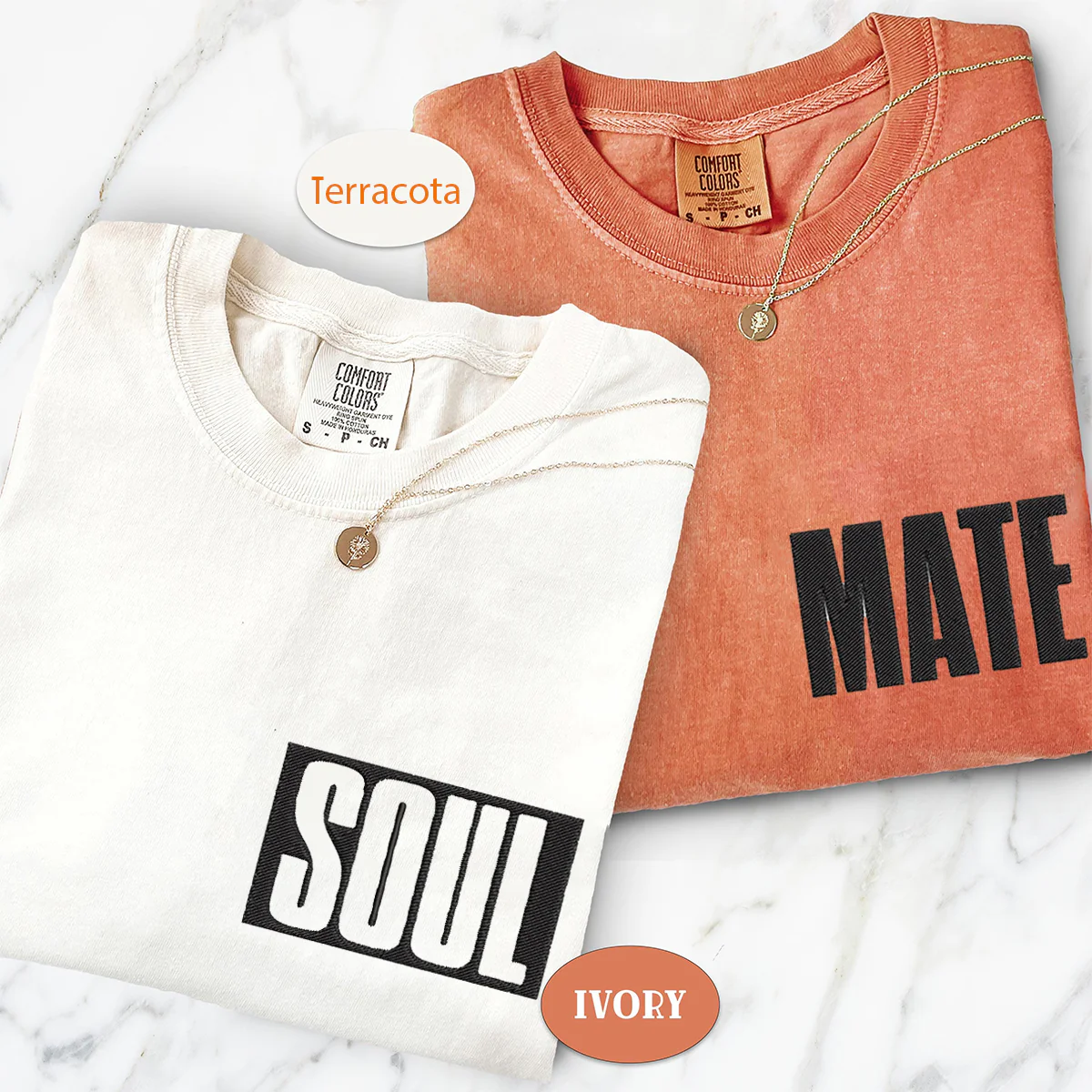 Custom Embroidered Soul Mate V1 Matching T-shirts for Couples - Image 2