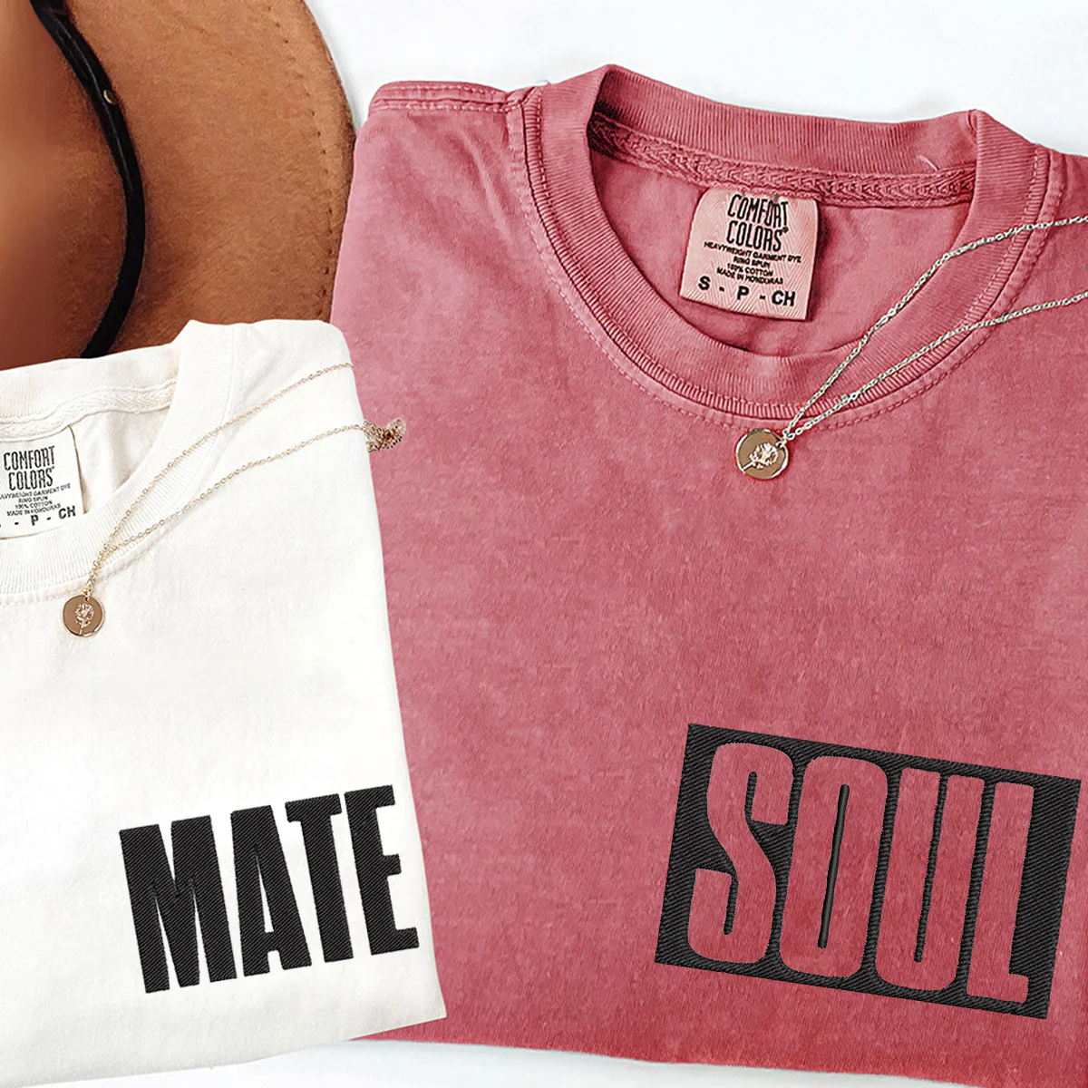 Custom Embroidered Soul Mate V1 Matching T-shirts for Couples - Image 4