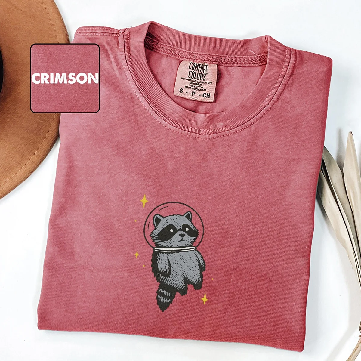 Custom Embroidered Space Raccoon T-Shirt | Funny Cosmic Animal Tee – Chaotic Raccoon Gamer Gift
