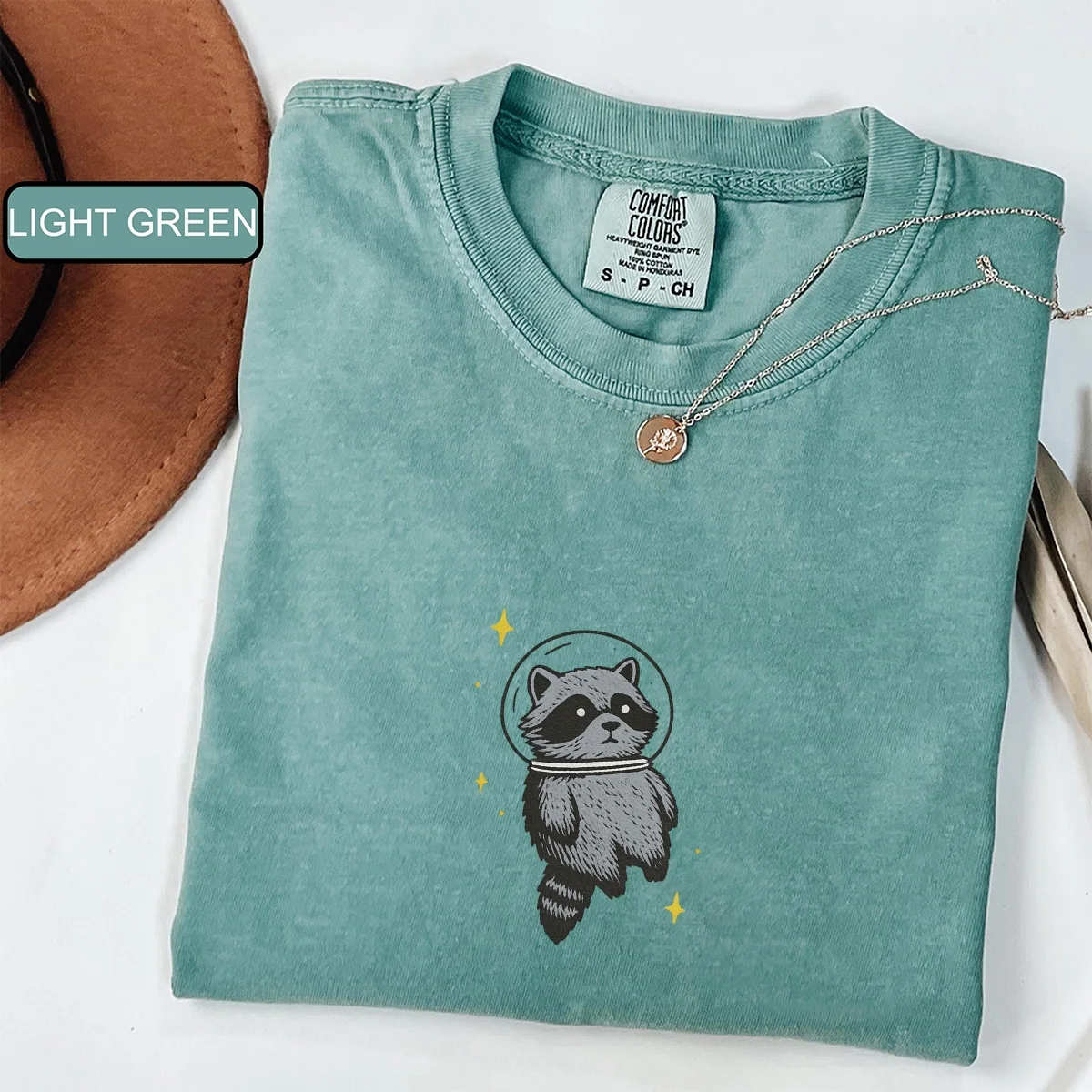 Custom Embroidered Space Raccoon T-Shirt | Funny Cosmic Animal Tee – Chaotic Raccoon Gamer Gift - Image 4