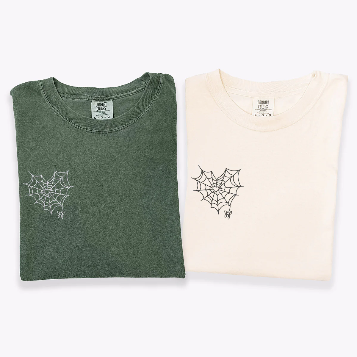 Custom Embroidered Spider Web Heart Matching T-shirts for Couples - Image 4