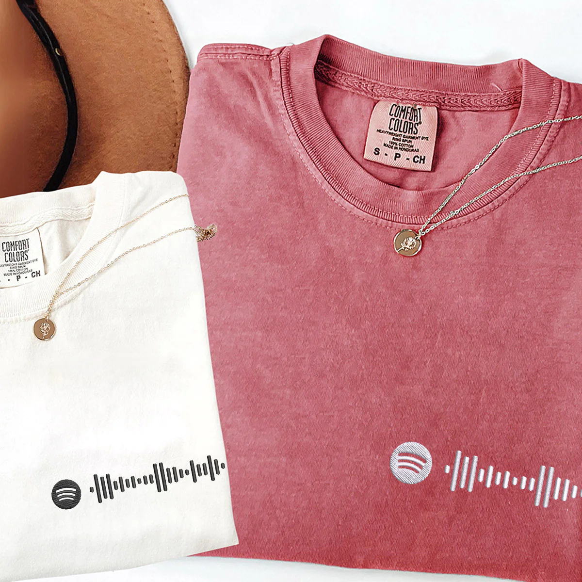 Custom Embroidered Spotify Code T-shirts for Couples - Image 5