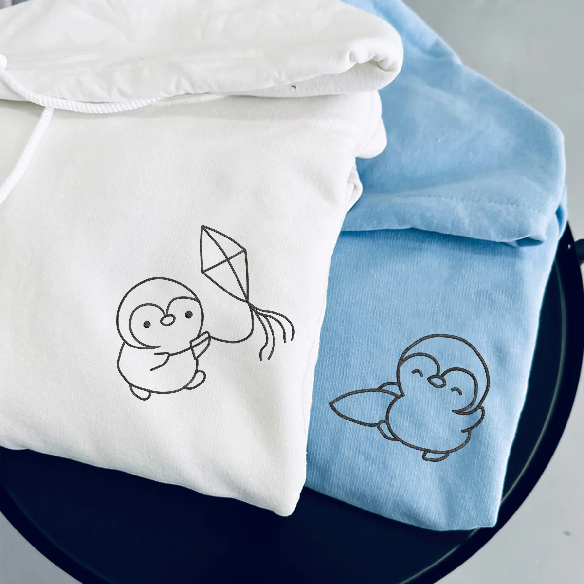 Custom Embroidered Summer Penguin Matching Hoodies for Couples - Image 6