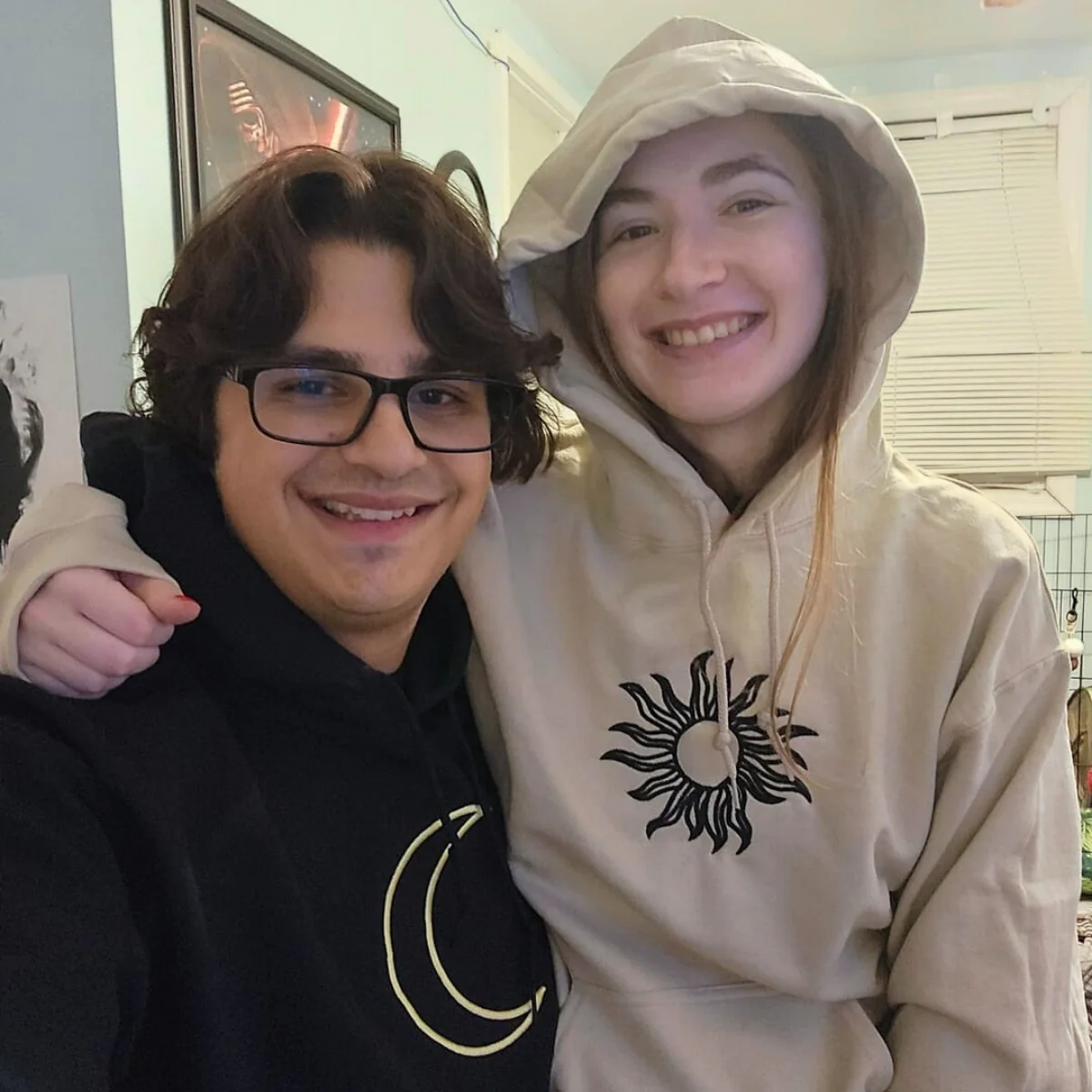 Custom Embroidered Sun and Moon Matching Hoodies for Couples - Image 5