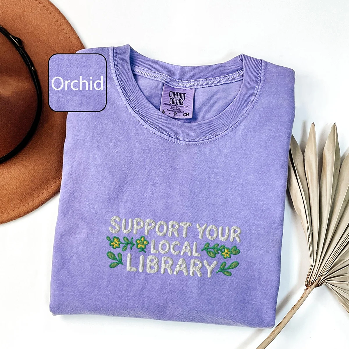 Custom Embroidered Support Your Local Library T-Shirt – Cozy Book Lover Tee - Image 4