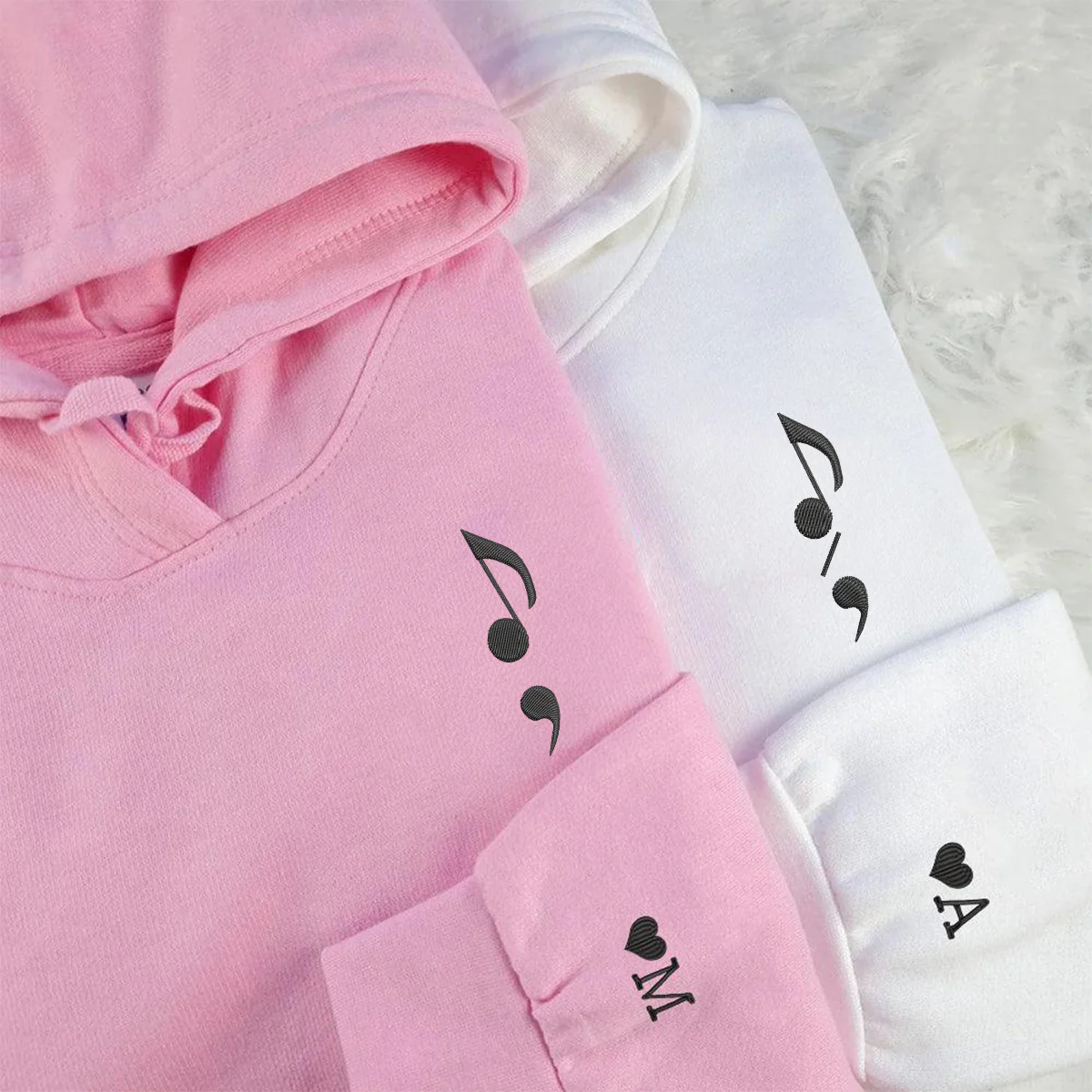 Custom Embroidered Symbols of Hope Matching Hoodies for Couples - Image 3