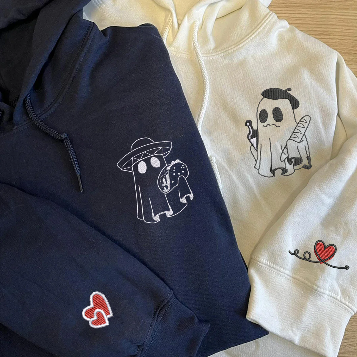 Custom Embroidered Taco or Bread Matching Hoodies for Couples