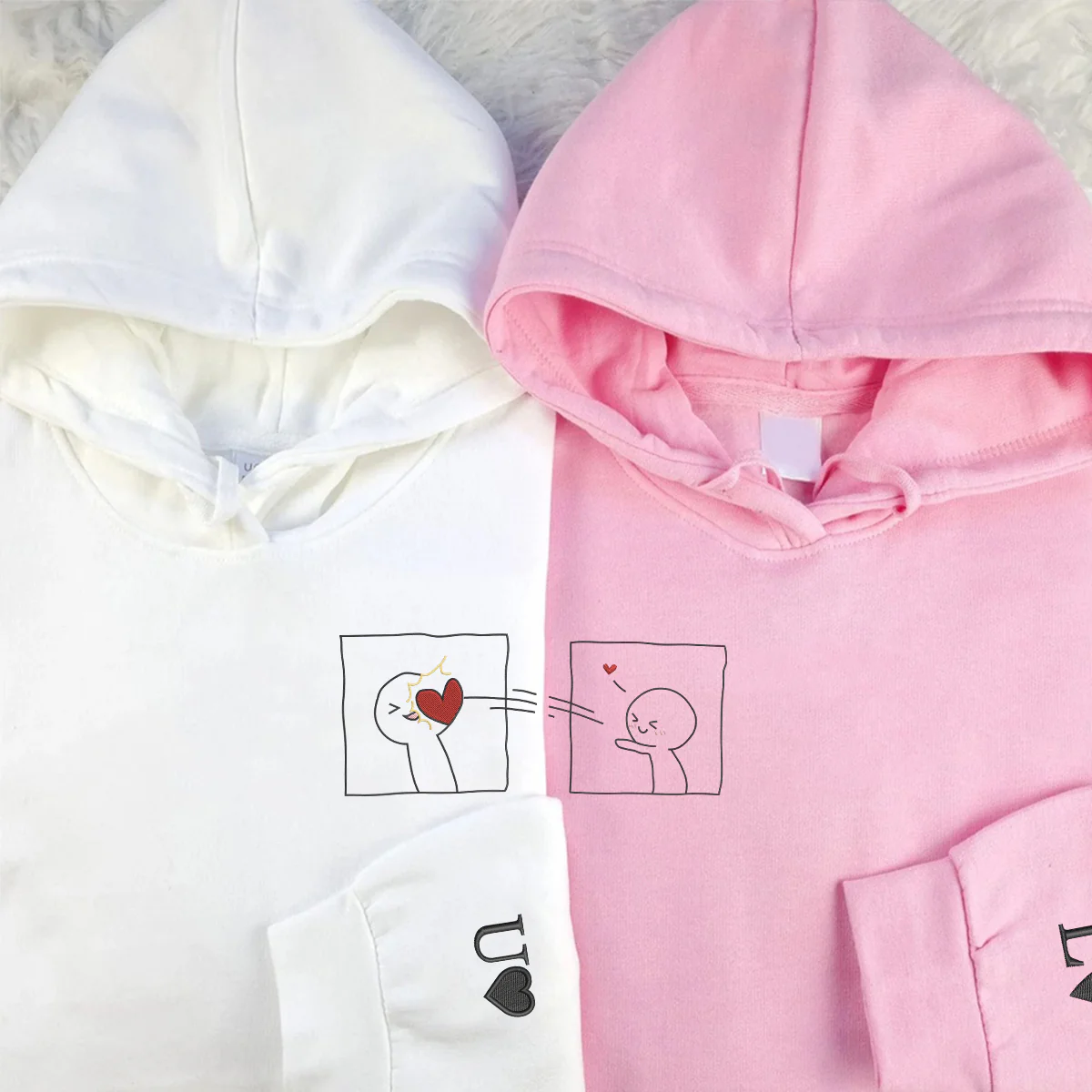Custom Embroidered Take My Heart Matching Hoodies for Couples - Image 2