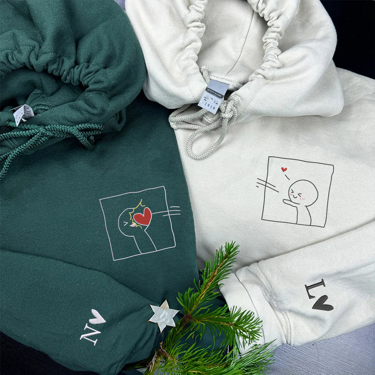 Custom Embroidered Take My Heart Matching Hoodies for Couples - Image 6