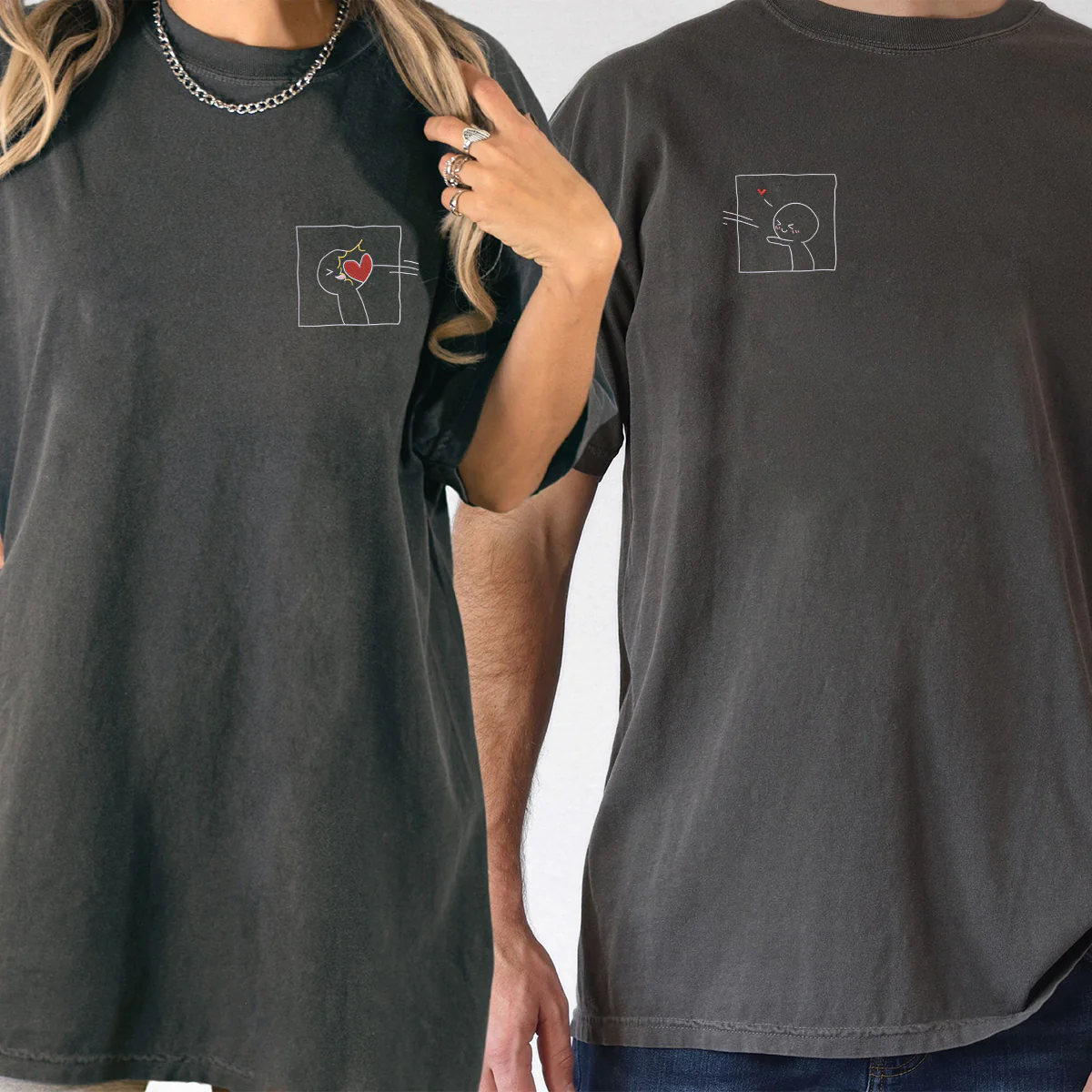 Custom Embroidered Take My Heart Matching T-shirts for Couples - Image 6