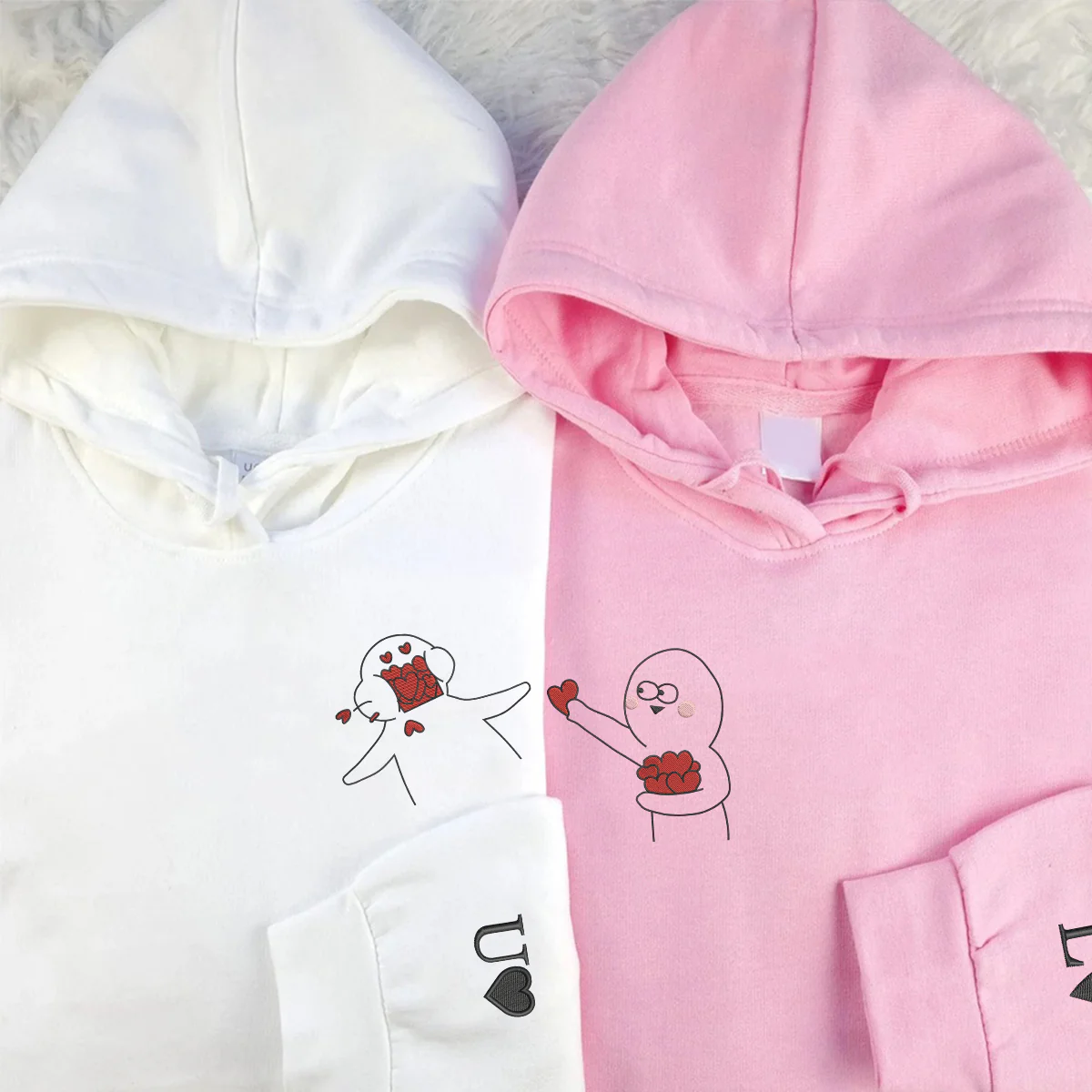 Custom Embroidered Take My Love Matching Hoodies for Couples