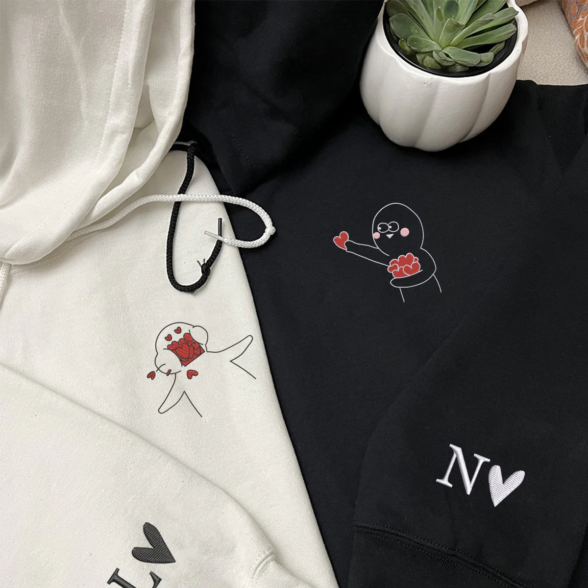 Custom Embroidered Take My Love Matching Hoodies for Couples - Image 2