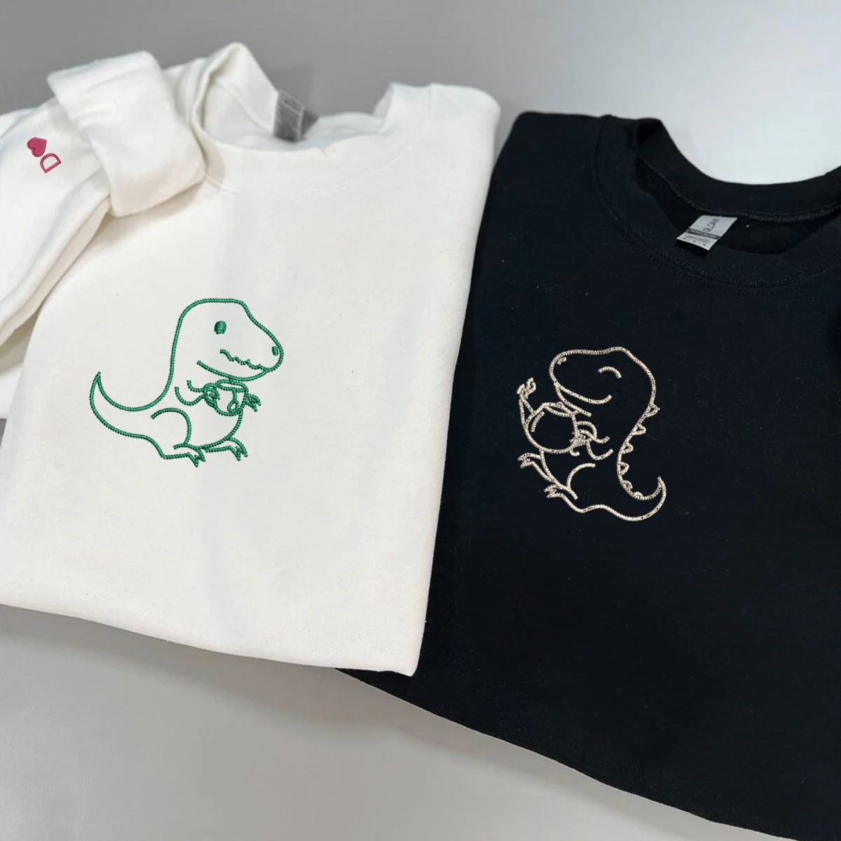 Custom Embroidered Tea Rex Matching Hoodies for Couples - Image 5