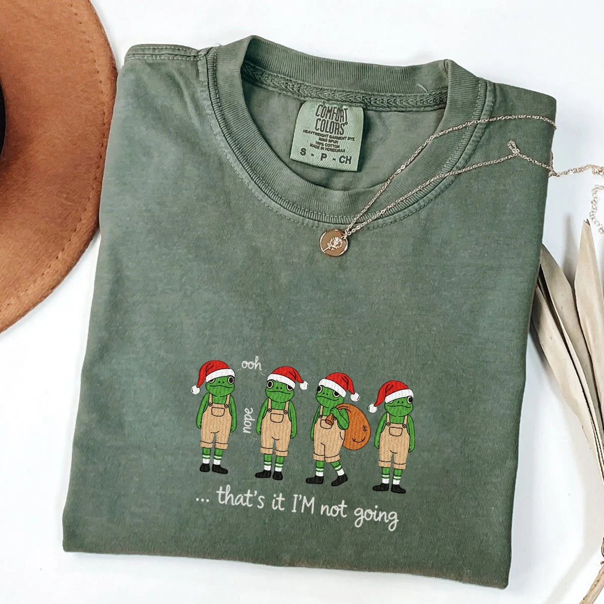 Custom Embroidered That’s It, I’m Not Going Christmas T-Shirt | Funny Holiday Meme Tee – Festive Embroidered Gift - Image 3