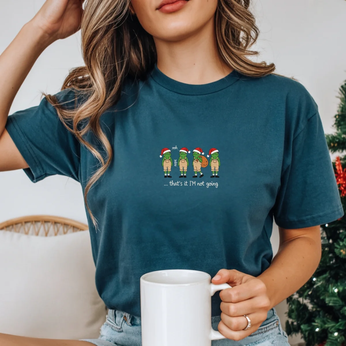 Custom Embroidered That’s It, I’m Not Going Christmas T-Shirt | Funny Holiday Meme Tee – Festive Embroidered Gift - Image 7